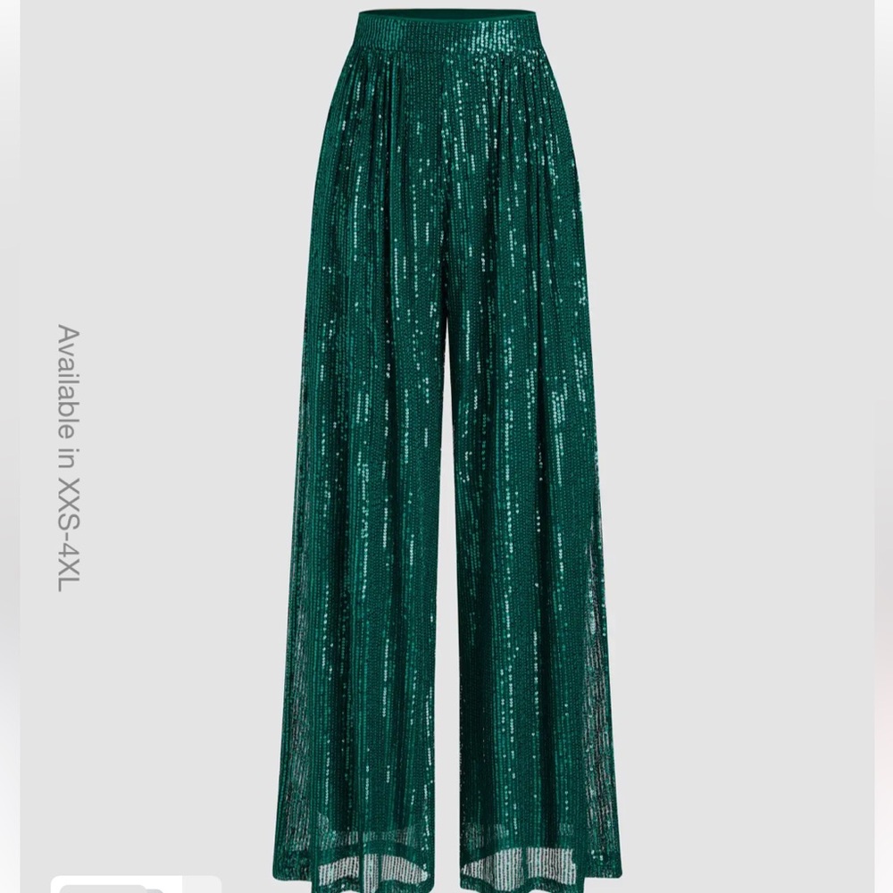 Cider Sequins Mid Waist Straight Leg Trousers